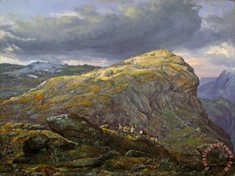 Stugunoset at Filefjell painting - Johan Christian Dahl Stugunoset at Filefjell Art Print