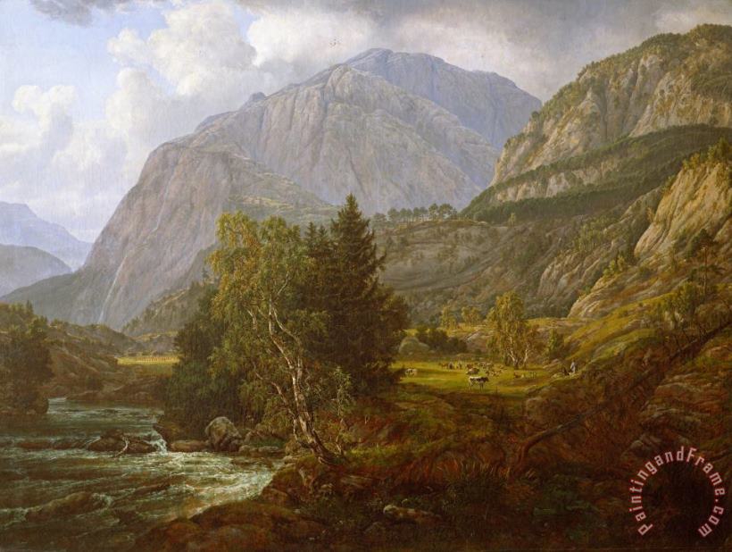 View of Fortundalen painting - Johan Christian Dahl View of Fortundalen Art Print