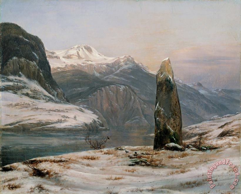 Winter at The Sognefjord painting - Johan Christian Dahl Winter at The Sognefjord Art Print