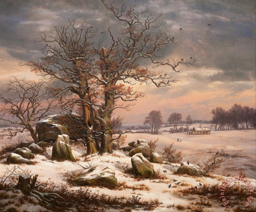 Johan Christian Dahl Winter Landscape Near Vordingborg, Denmark Art Painting