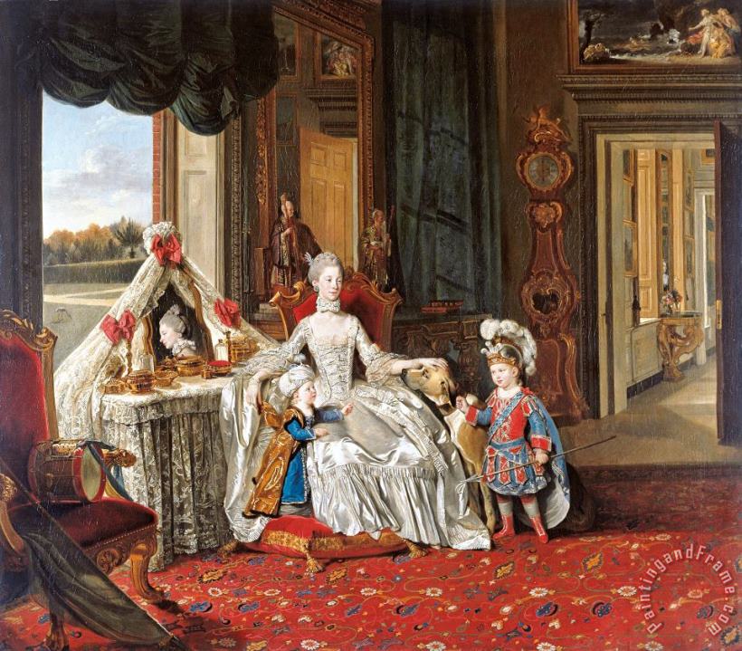 Johan Joseph Zoffany Queen Charlotte (1744 1818) with Her Two Eldest Sons Art Painting