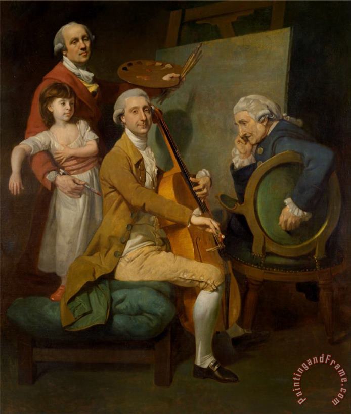 Self Portrait with His Daughter Maria Theresa, James Cervetto, And Giacobbe Cervetto painting - Johan Joseph Zoffany Self Portrait with His Daughter Maria Theresa, James Cervetto, And Giacobbe Cervetto Art Print