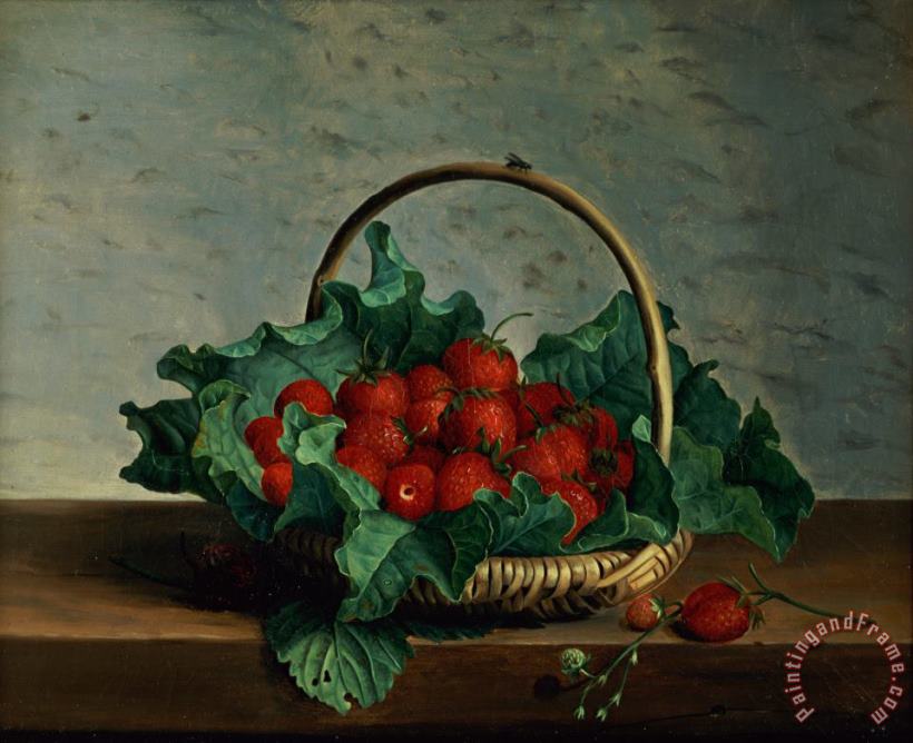Johan Laurents Jensen  Basket of Strawberries Art Painting