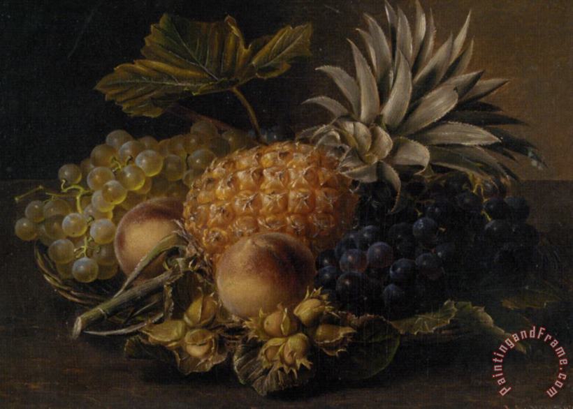 Fruit And Hazlenuts in a Basket painting - Johan Laurentz Jensen Fruit And Hazlenuts in a Basket Art Print