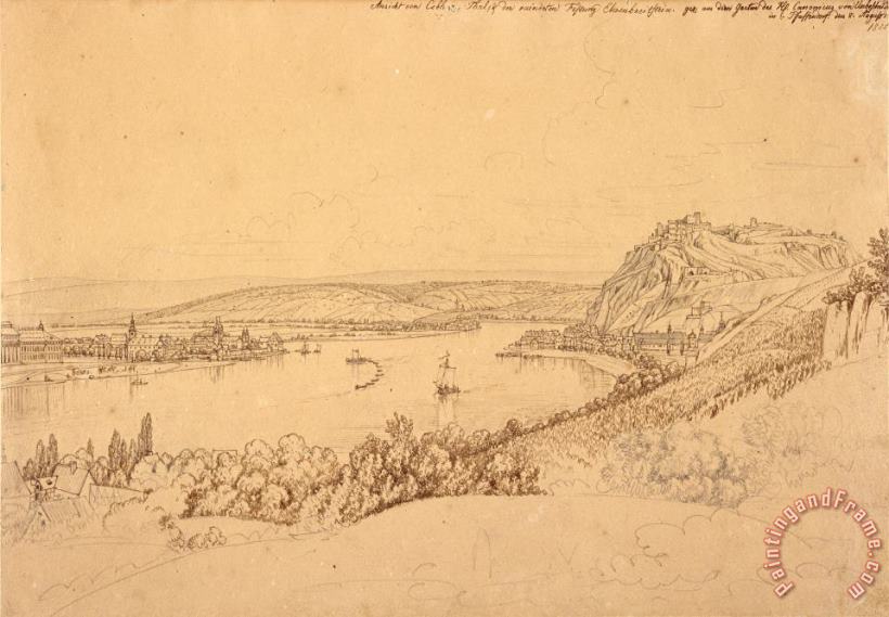 View of Ehrenbreitstein Fortress painting - Johann Adam Klein  View of Ehrenbreitstein Fortress Art Print