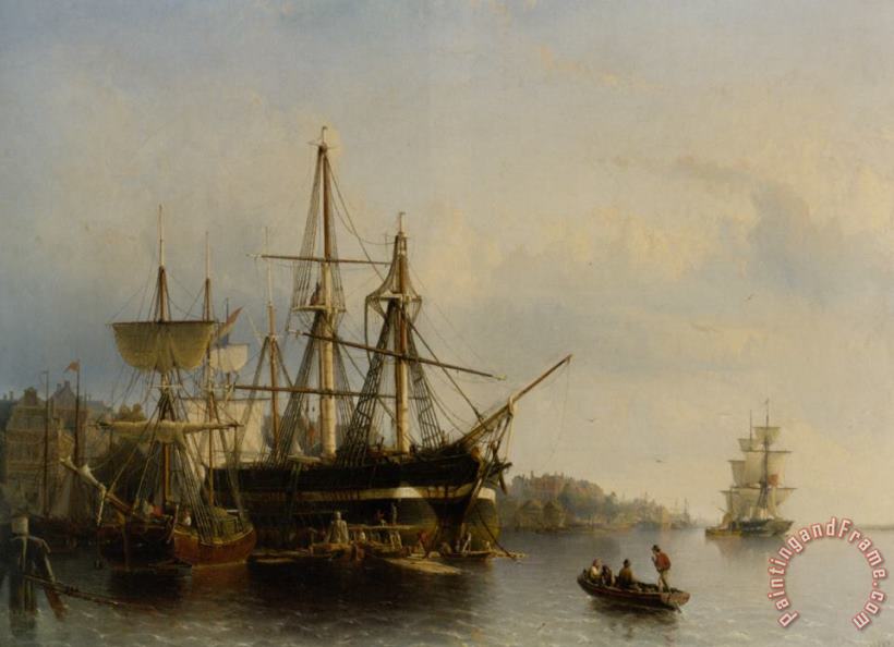 Johann Adolphe Rust In The Harbor Art Painting