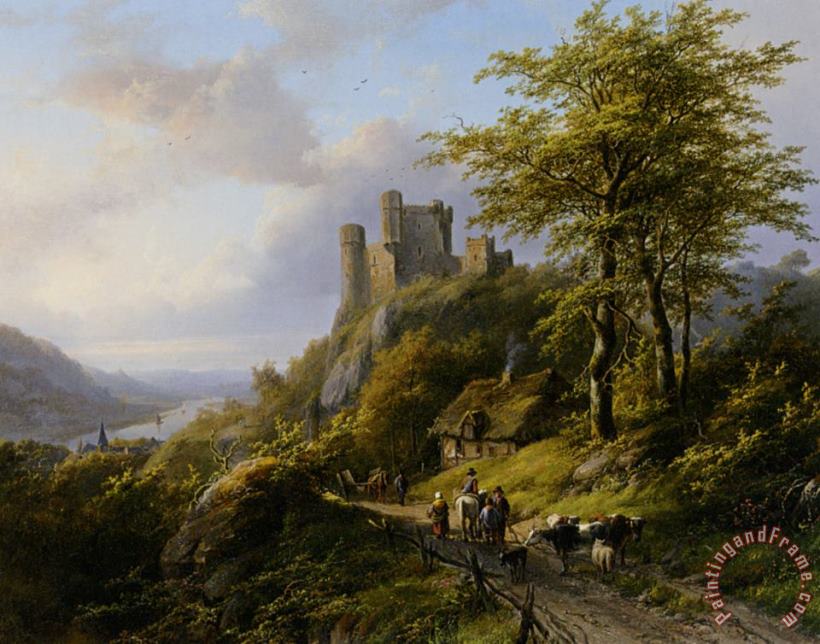 Johann Bernard Klombeck Figures Near a Ruin in a Landscape Art Painting