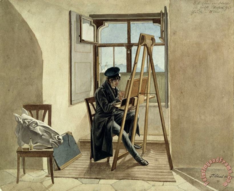 Johann Christoph Erhard The Painter Johann Adam Klein at The Easel in His Studio in The Palais Chotek in Vienna Art Print