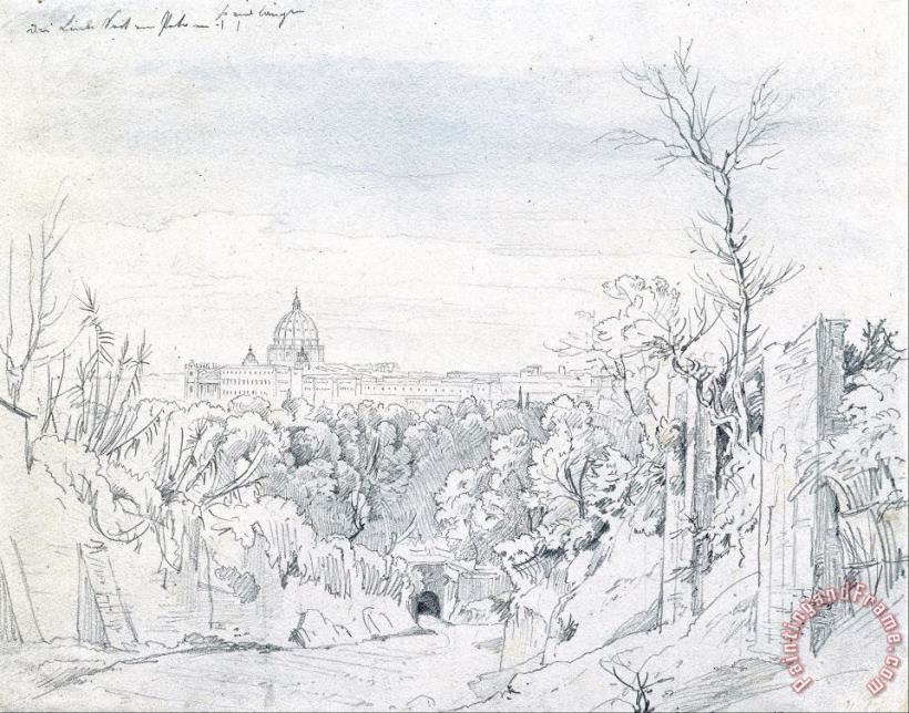 Johann Georg von Dillis  View of Saint Peter's Basilica in Rome Art Print
