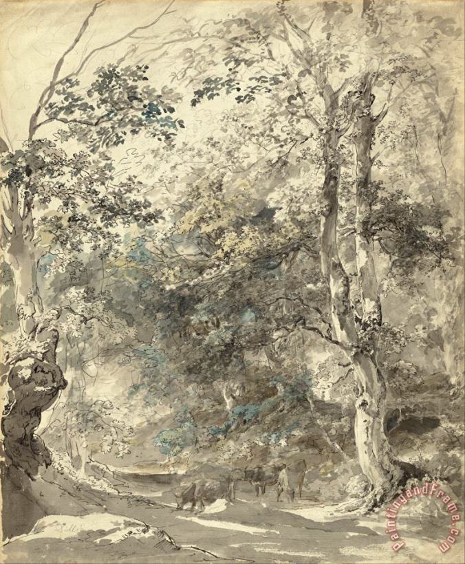 Johann Georg von Dillis  Wooded Landscape with Cows Art Print