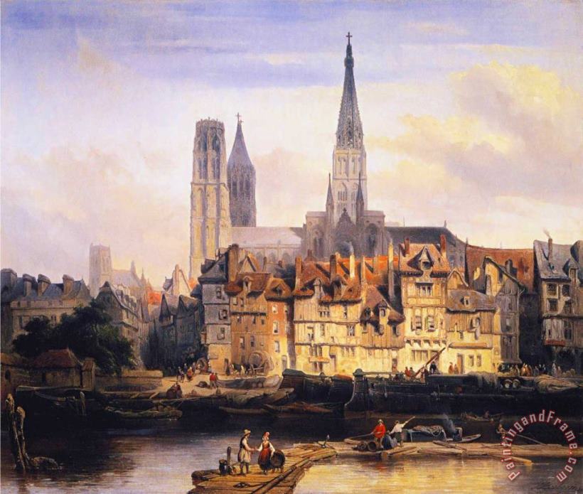 Johannes Bosboom View of The Paris Quay And The Cathedral at Rouen Art Painting