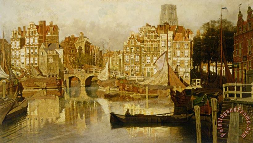 Johannes Christiaan Karel Klinkenberg A View of The Blaak Rotterdam Art Painting