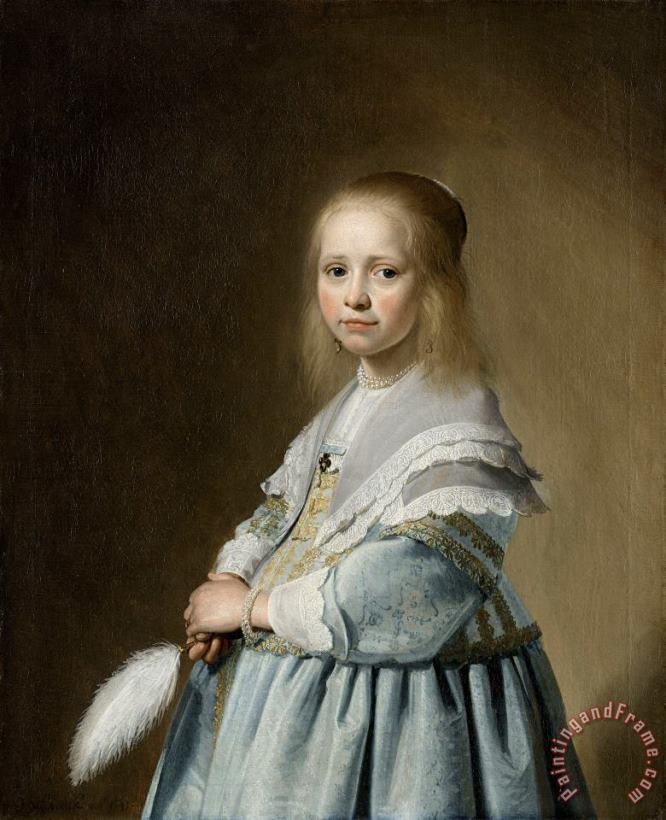 Portrait of a Girl Dressed in Blue painting - Johannes Cornelisz. Verspronck Portrait of a Girl Dressed in Blue Art Print