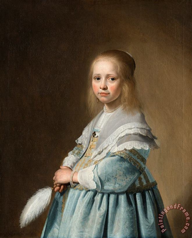 Johannes Cornelisz. Verspronck Portret Van Een Meisje in Het Blauw Art Painting