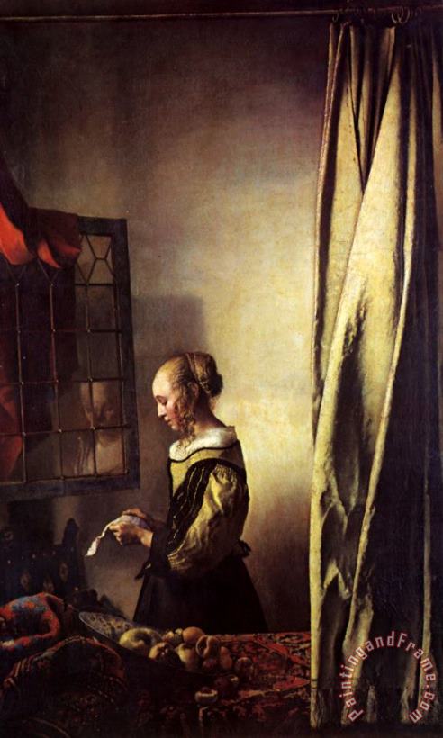 Girl Reading a Letter at an Open Window painting - Johannes Vermeer Girl Reading a Letter at an Open Window Art Print