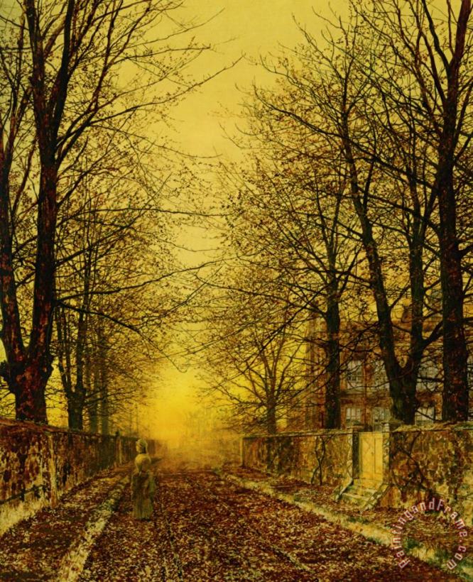 A Golden Country Road painting - John Atkinson Grimshaw A Golden Country Road Art Print