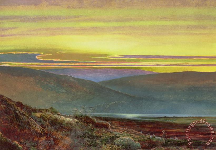 A Lake Landscape At Sunset painting - John Atkinson Grimshaw A Lake Landscape At Sunset Art Print