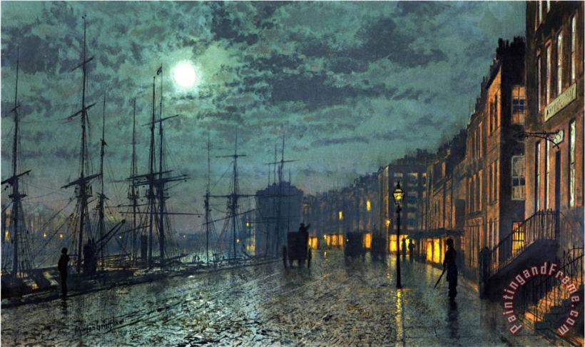 John Atkinson Grimshaw City Docks by Moonlight Art Print