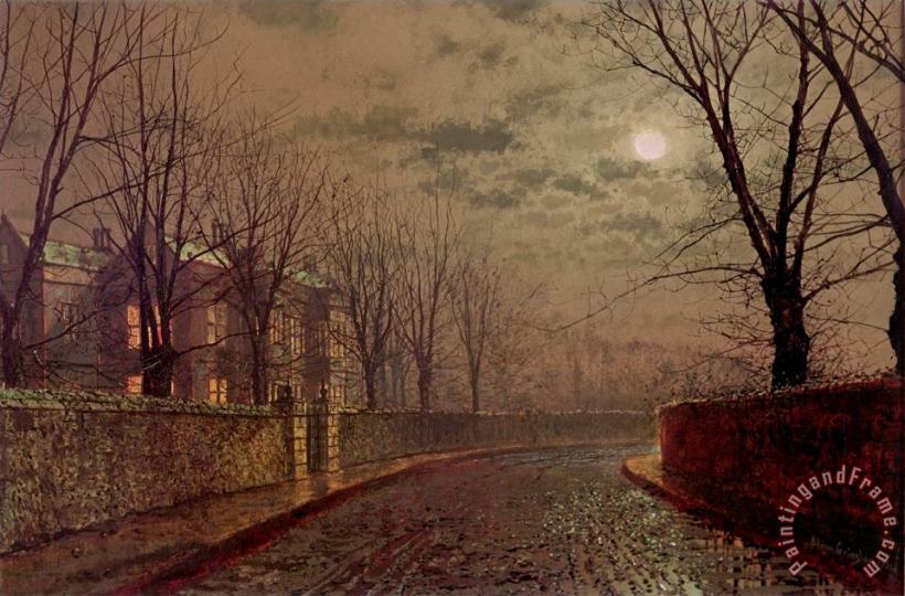 John Atkinson Grimshaw Moonlit Street Scene 1882 Art Print