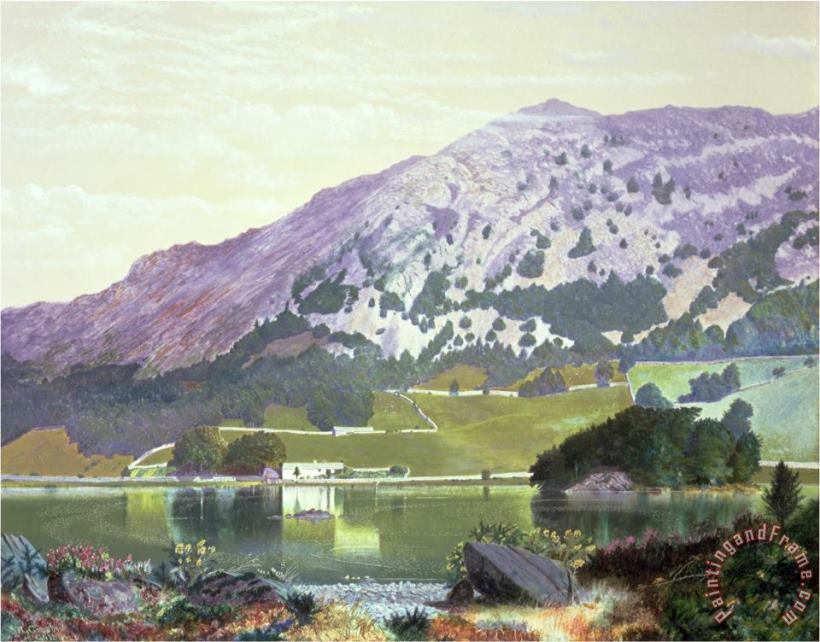 John Atkinson Grimshaw Nab Scar From The South Side of Rydal Water Heather in Bloom September 1864 Art Print