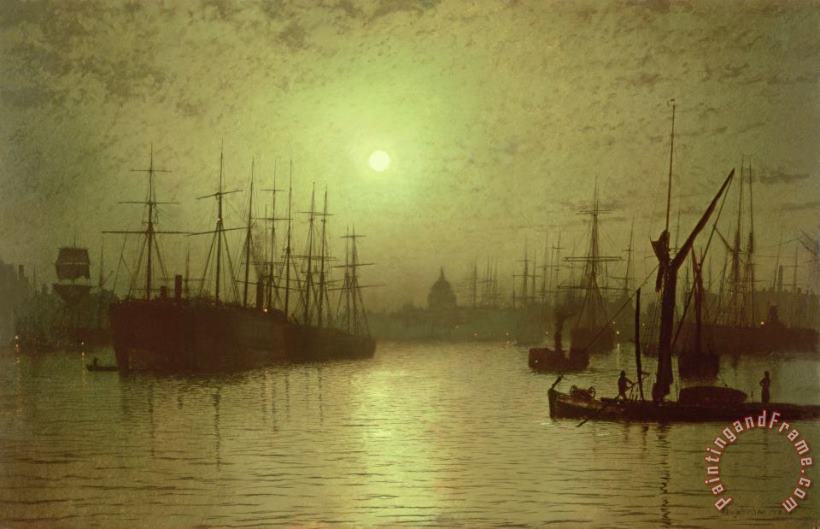 John Atkinson Grimshaw Nightfall Down the Thames Art Painting