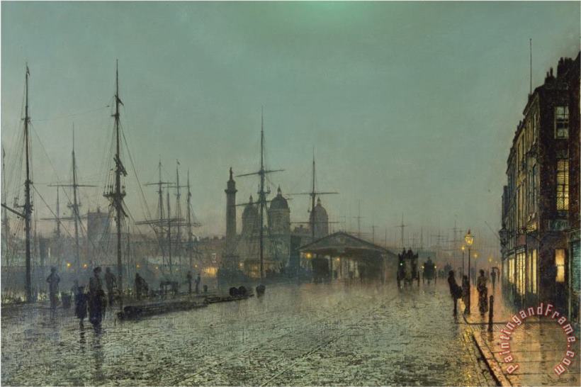 The Hull Docks by Night painting - John Atkinson Grimshaw The Hull Docks by Night Art Print
