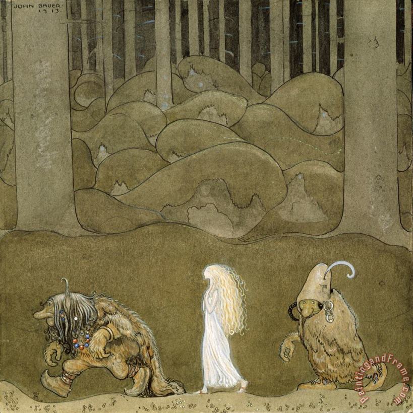 John Bauer The Princess And The Trolls Art Print