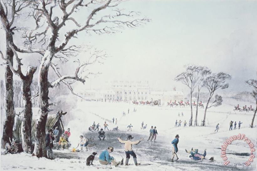 John Burnet View Of Buckingham House And St James Park In The Winter Art Painting
