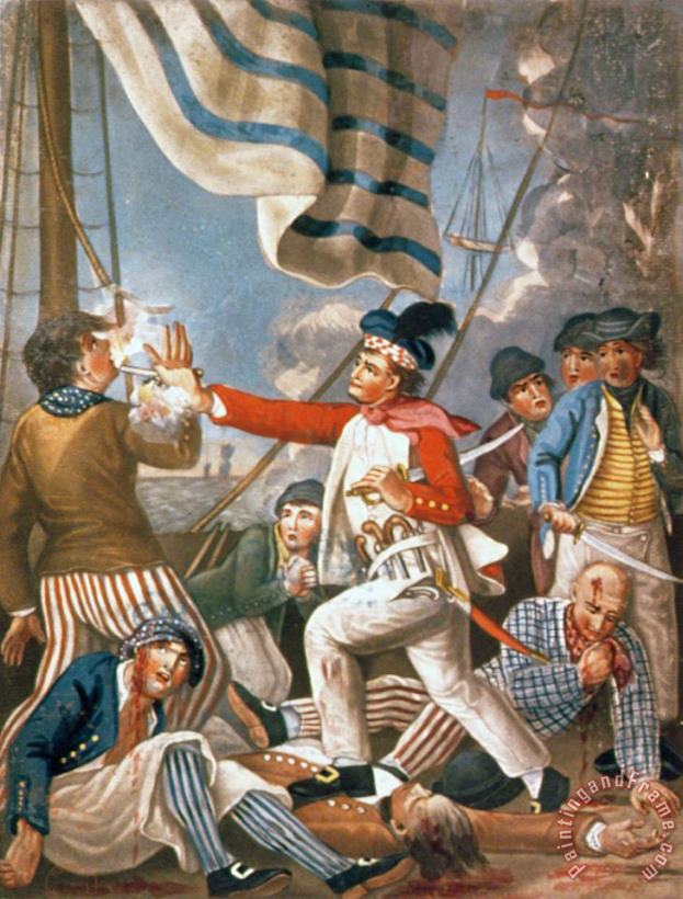 John Collet John Paul Jones Shooting a Sailor Who had Attempted to Strike His Colours in an Engagement Art Print