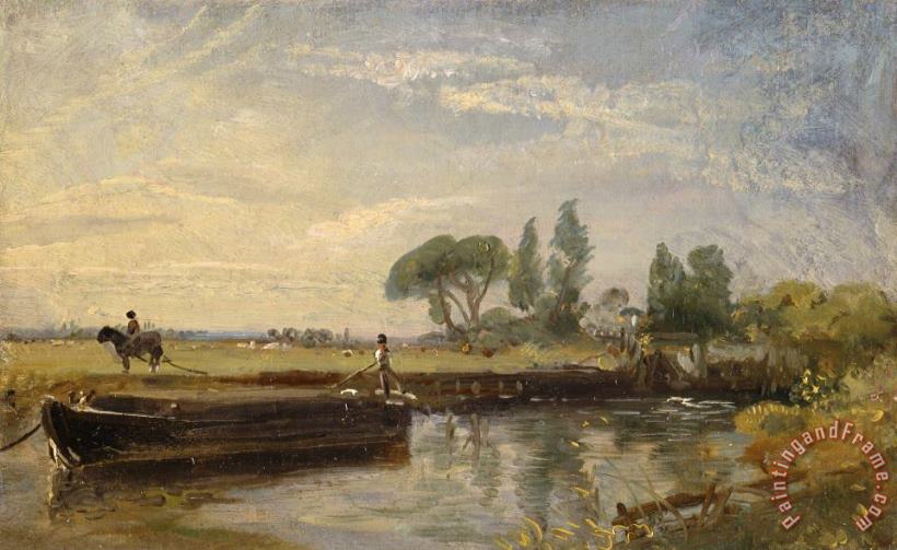 John Constable Barge Below Flatford Lock Art Painting
