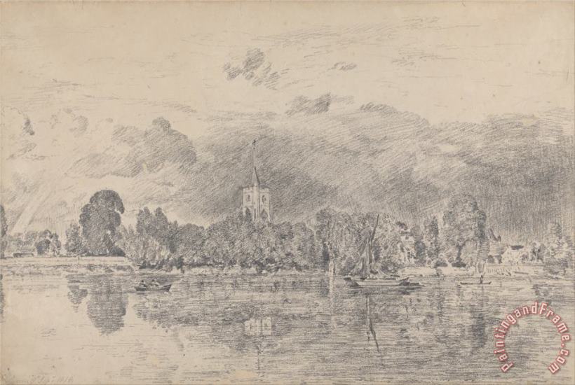 John Constable Fulham Church From Across The River Art Painting