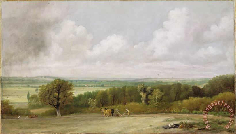 John Constable Landscape - Ploughing Scene in Suffolk Art Painting