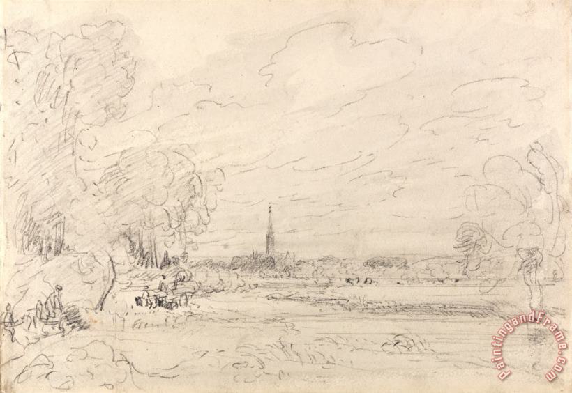 Salisbury Cathedral From The Meadows painting - John Constable Salisbury Cathedral From The Meadows Art Print