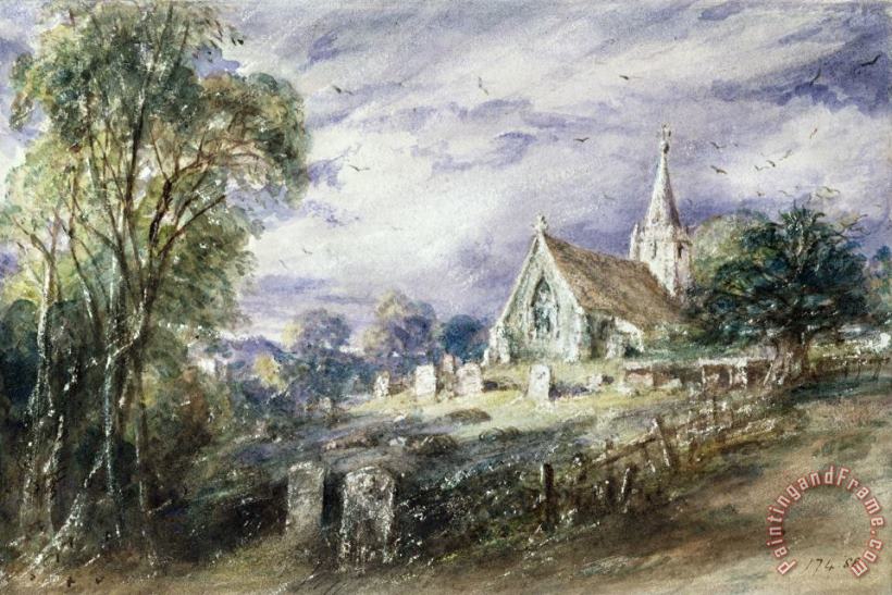 Stoke Poges Church painting - John Constable Stoke Poges Church Art Print