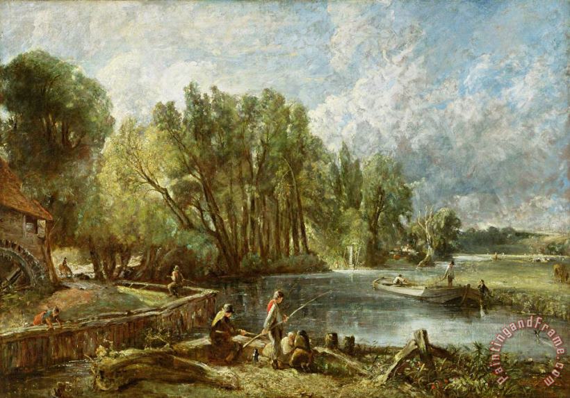 The Young Waltonians - Stratford Mill painting - John Constable The Young Waltonians - Stratford Mill Art Print