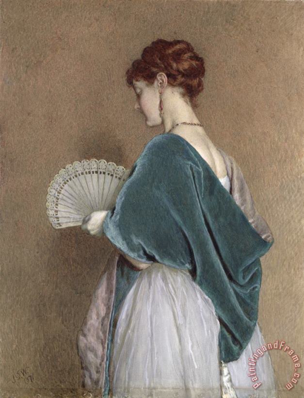 Woman with a Fan painting - John Dawson Watson Woman with a Fan Art Print
