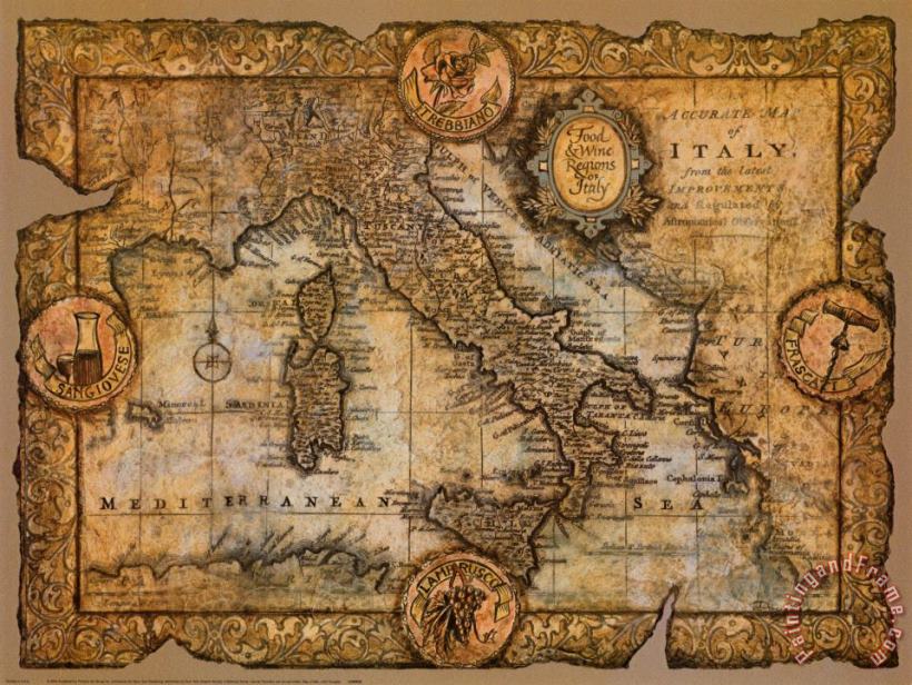 Map of Italy painting - John Douglas Map of Italy Art Print