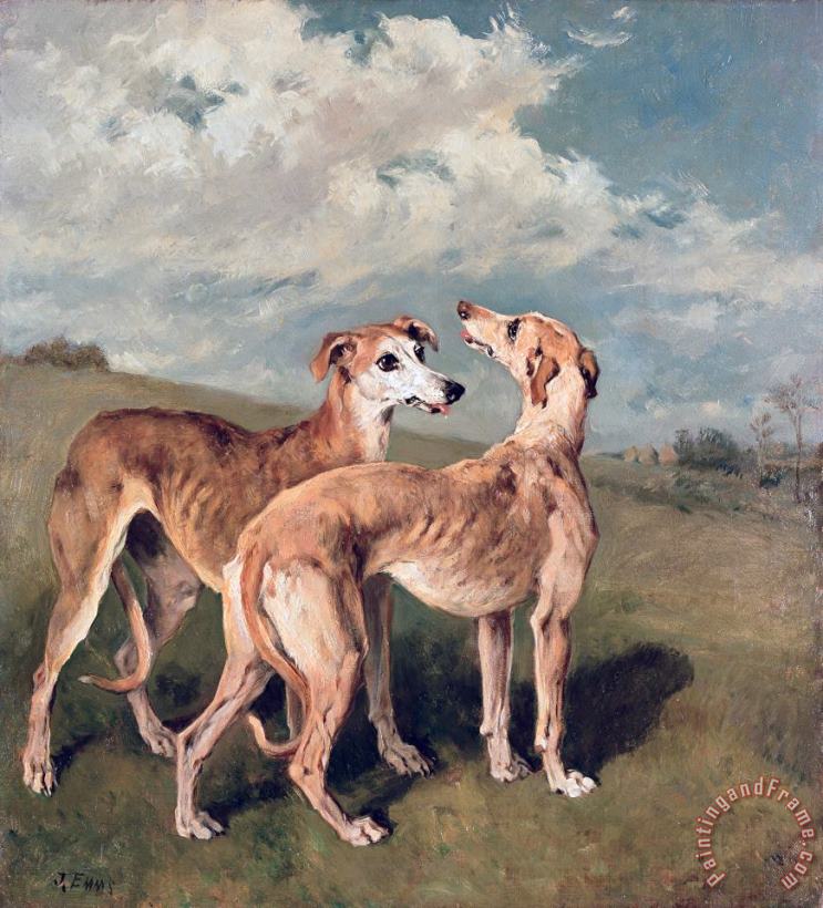 Greyhounds painting - John Emms Greyhounds Art Print