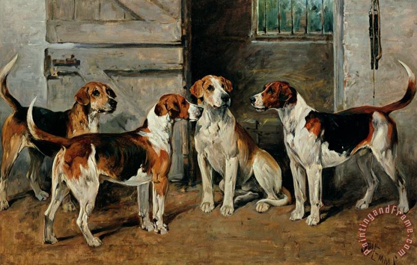 Study of Hounds painting - John Emms Study of Hounds Art Print
