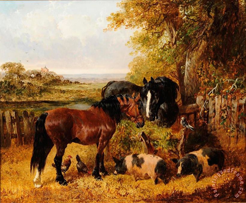 A Lunchtime Meeting painting - John Frederick Herring Jnr A Lunchtime Meeting Art Print