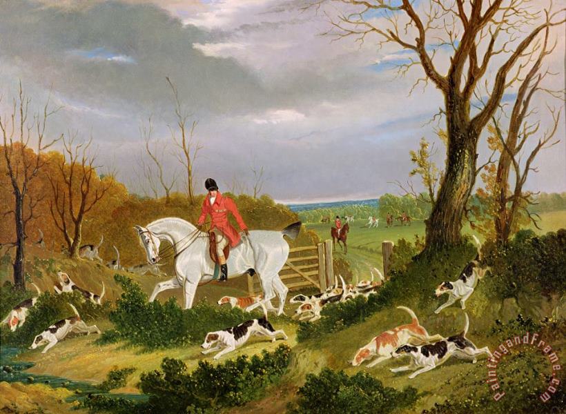 The Suffolk Hunt - Going to Cover near Herringswell painting - John Frederick Herring Snr The Suffolk Hunt - Going to Cover near Herringswell Art Print
