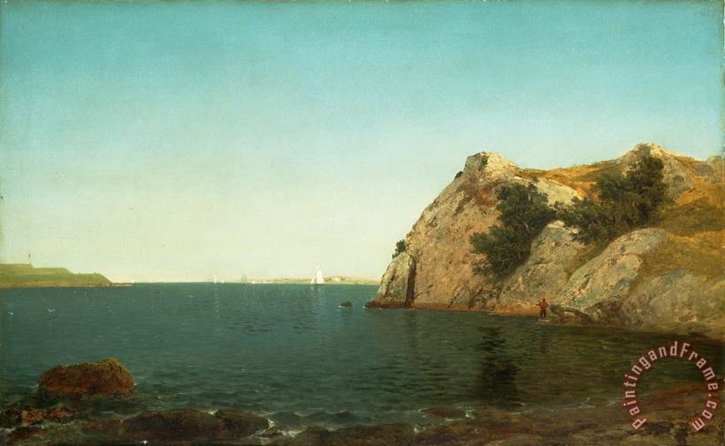 John Frederick Kensett Beacon Rock Newport Harbour Art Painting