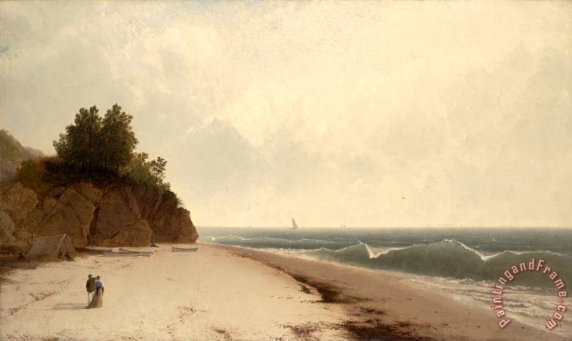 Coast Scene with Figures (beverly Shore) painting - John Frederick Kensett Coast Scene with Figures (beverly Shore) Art Print