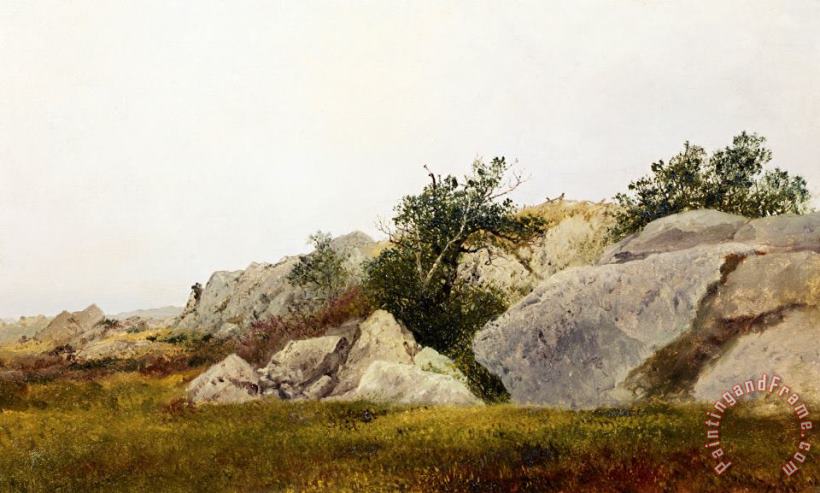 John Frederick Kensett Rocky Landscape Art Painting