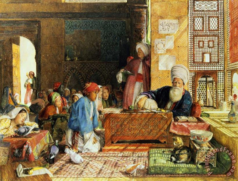 John Frederick Lewis Interior of a School - Cairo Art Painting