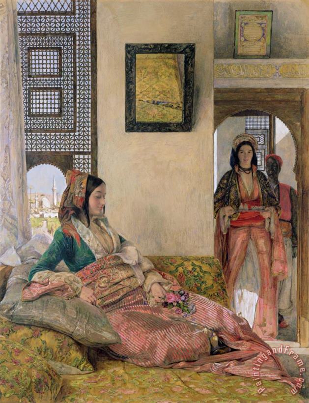  Life in the harem - Cairo painting - John Frederick Lewis  Life in the harem - Cairo Art Print
