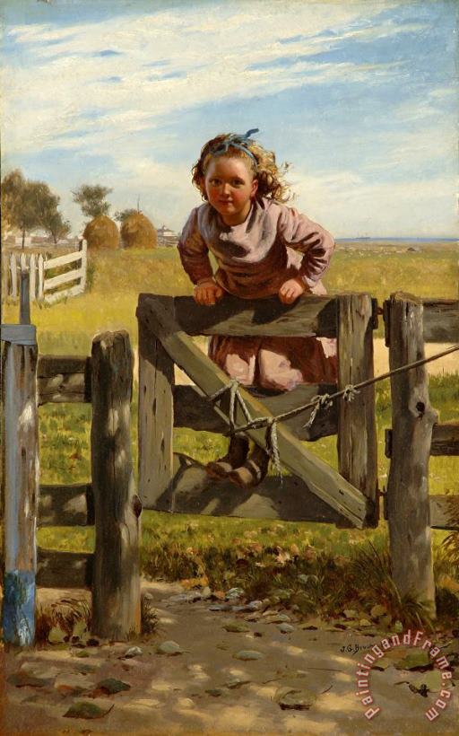 Swinging on a Gate painting - John George Brown Swinging on a Gate Art Print