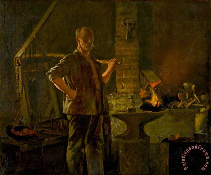 The Village Blacksmith painting - John George Brown The Village Blacksmith Art Print