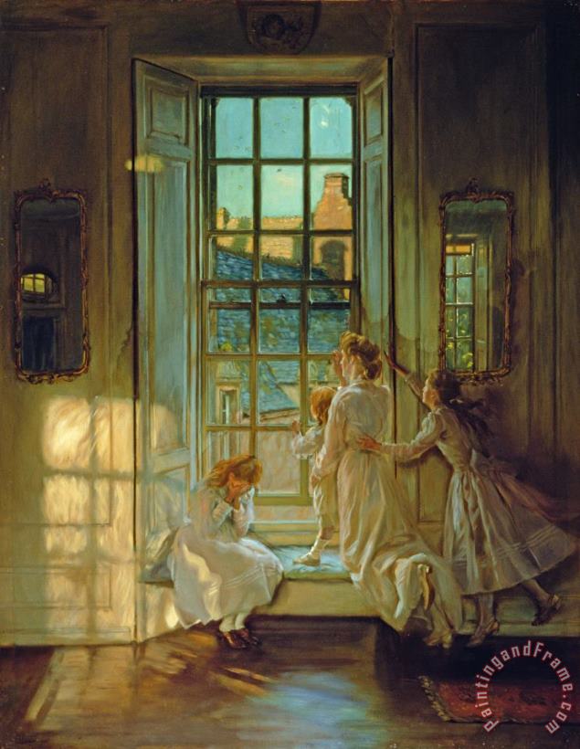 The Flight of the Swallows painting - John Henry Lorimer The Flight of the Swallows Art Print