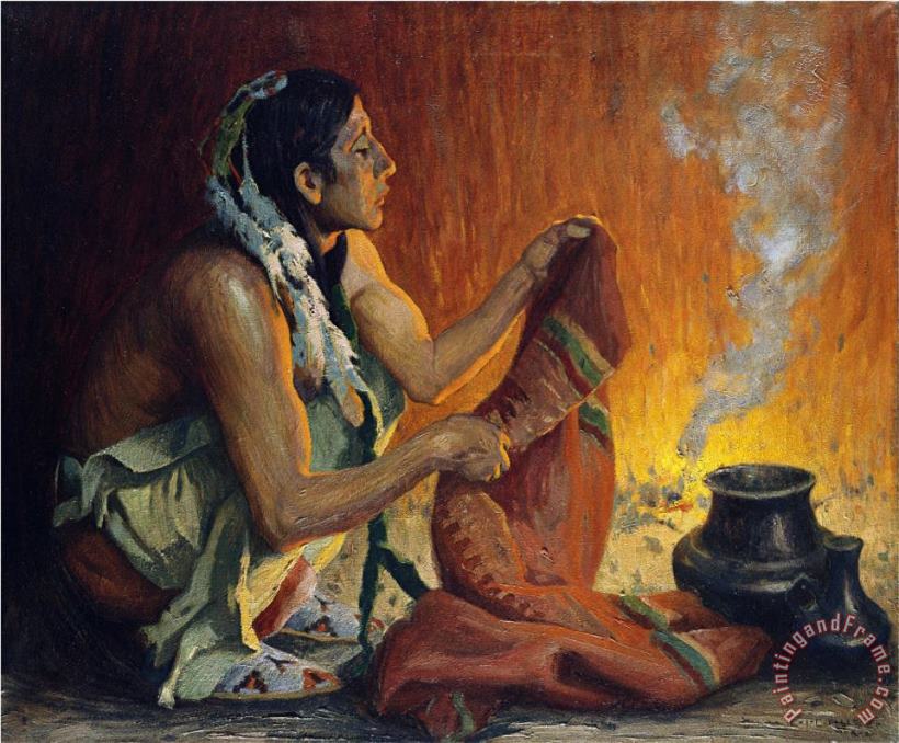 Smoke Ceremony painting - John James Audubon Smoke Ceremony Art Print
